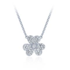 Flower Petal Pave Necklace with Swarovski Crystal Rhodium Plated