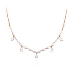 Louison Layer Necklace with Cubic Zirconia Rose Gold Plated