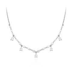 Louison Layer Necklace with Cubic Zirconia Rhodium Plated