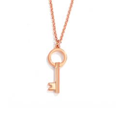 Modern Open Round Key Pendant Rose Gold Plated