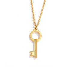 Modern Open Round Key Pendant Gold Plated