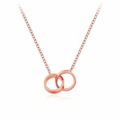Interlocking Circle Necklace in Sterling Silver Rose Gold Plated
