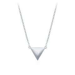 Triangle Pyramid Necklace in Sterling Silver Rhodium Plated