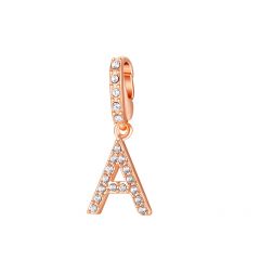 Mix Charm Letter A Swarovski Crystals Rose Gold Plated