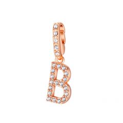 Mix Charm Letter B Swarovski Crystals Rose Gold Plated