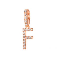 Mix Charm Letter F Swarovski Crystals Rose Gold Plated