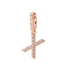 Mix Charm Letter X Swarovski Crystals Rose Gold Plated