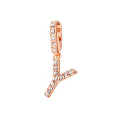 Mix Charm Letter Y Swarovski Crystals Rose Gold Plated