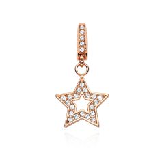 Affinity Open Star Charm with Swarovski Crystals Rose Gold Plated